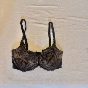 ♥️ Victoria's Secret Dream Angels Black Rhinestone Lace Unlined Demi Bra 34DDD